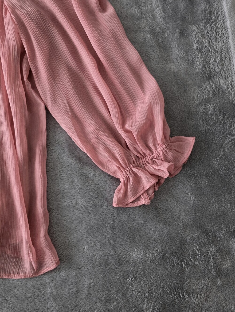 LC Lauren Conrad Pink Peasant Top NWT Square Neck Boho Cottagecore Chiffon Large - Picture 4 of 11
